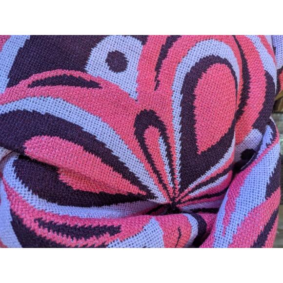 NOS Vintage LARGE Medallion Italian Woven Fabric 1970s 98" x 117" - Picture 3 of 7